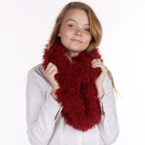 FRINGED SOFT FUR INFINITY SCARF